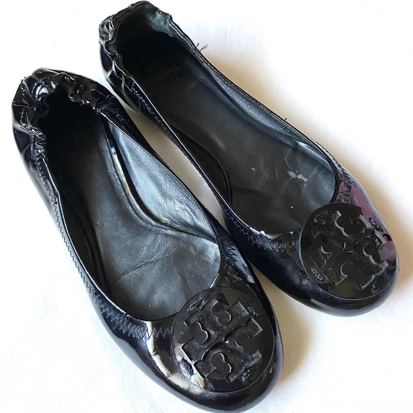 TORY BURCH Black Patent Leather Ballet Flats Shoes Size 6 - Picture 3 of 12